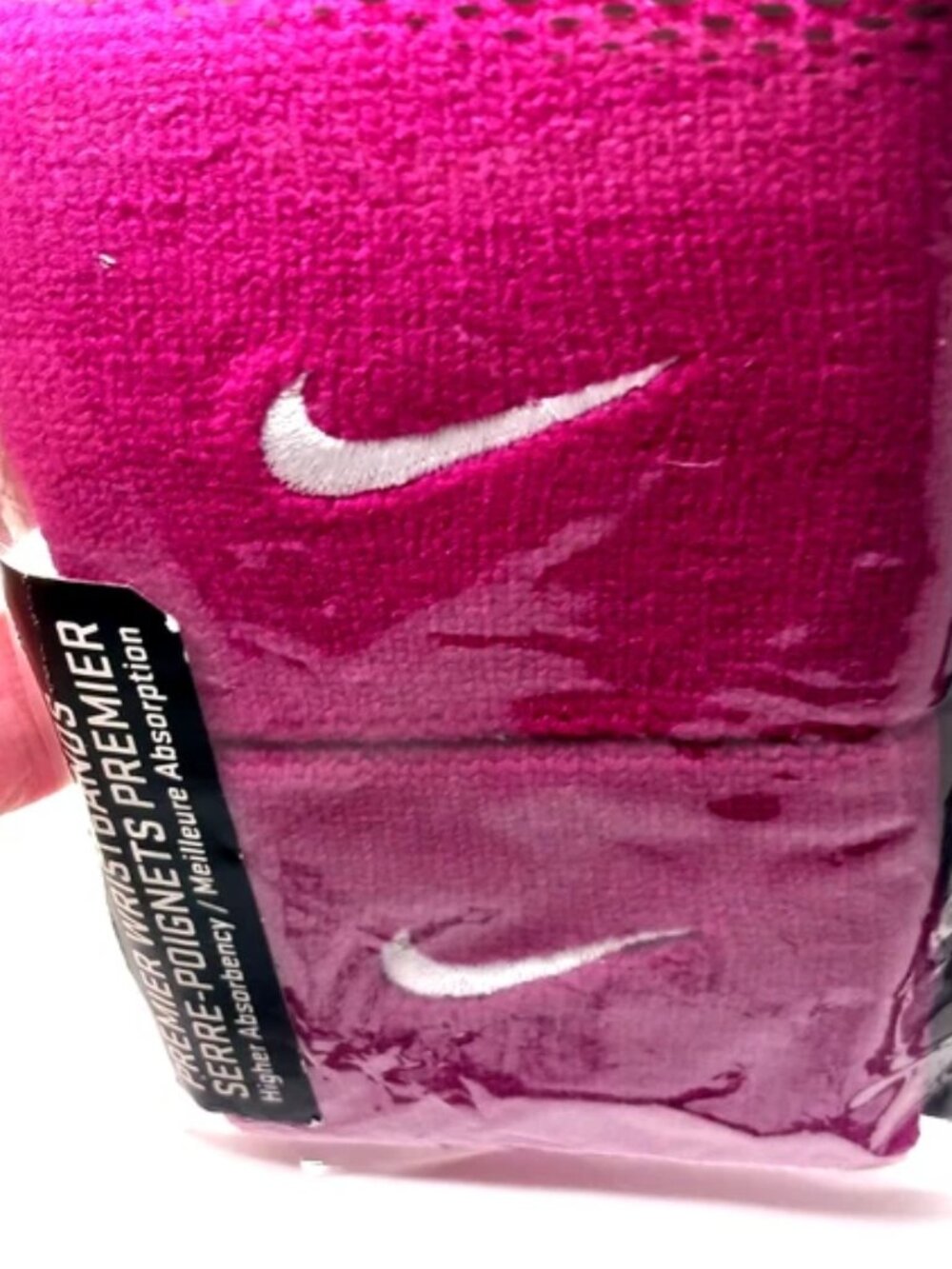 Nike Tennis Premier Sports Wristbands Pink+ White Lot Of Two New and Unused - Picture 5 of 7